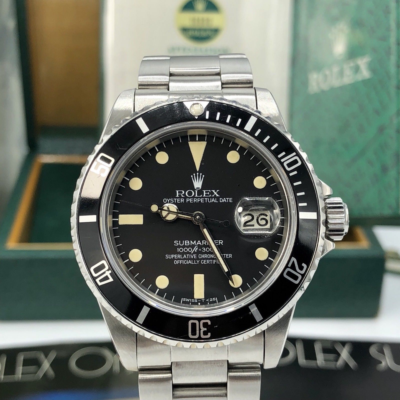 Vintage Rolex 16800 Submariner patina Matte dial Full Set 1983 box & Papers