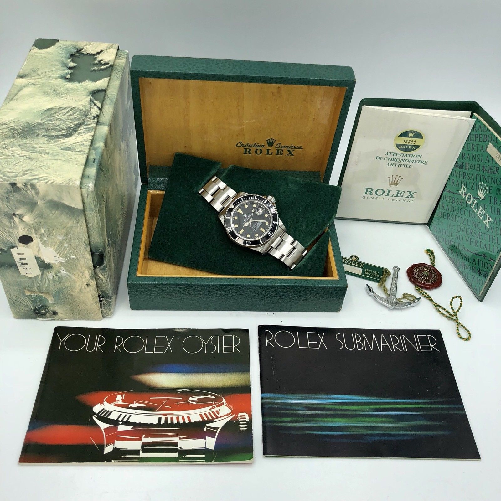 Vintage Rolex 16800 Submariner patina Matte dial Full Set 1983 box & Papers