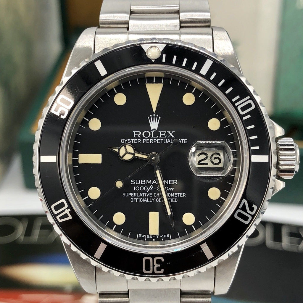 Vintage Rolex 16800 Submariner patina Matte dial Full Set 1983 box & Papers