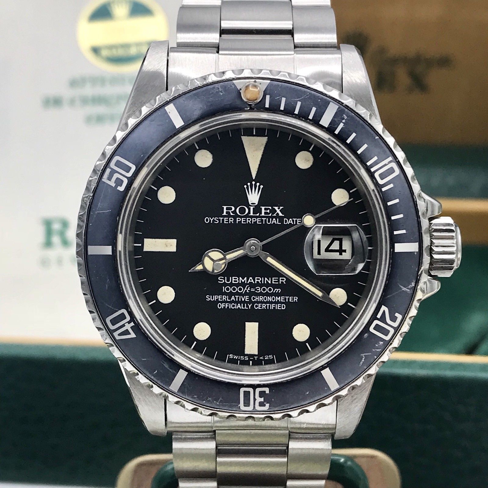 Vintage Rolex 16800 Submariner transitional Matte dial Fullset 1983 box & Papers