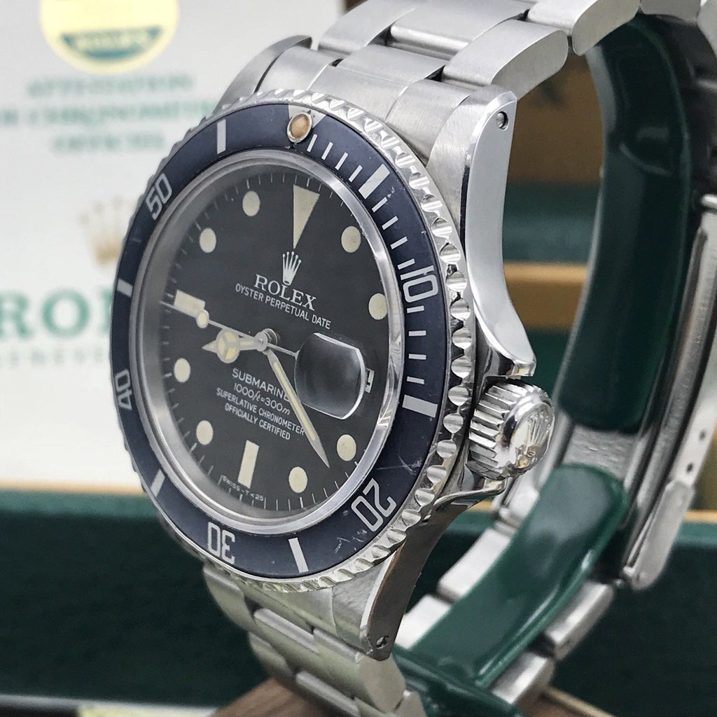 Vintage Rolex 16800 Submariner transitional Matte dial Fullset 1983 box & Papers