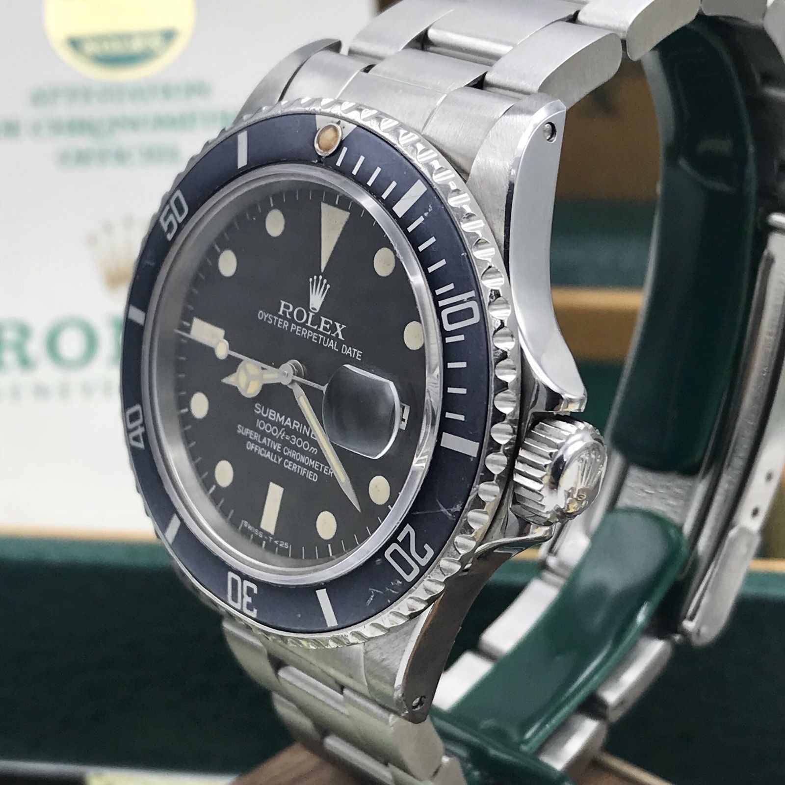 Vintage Rolex 16800 Submariner transitional Matte dial Fullset 1983 box & Papers