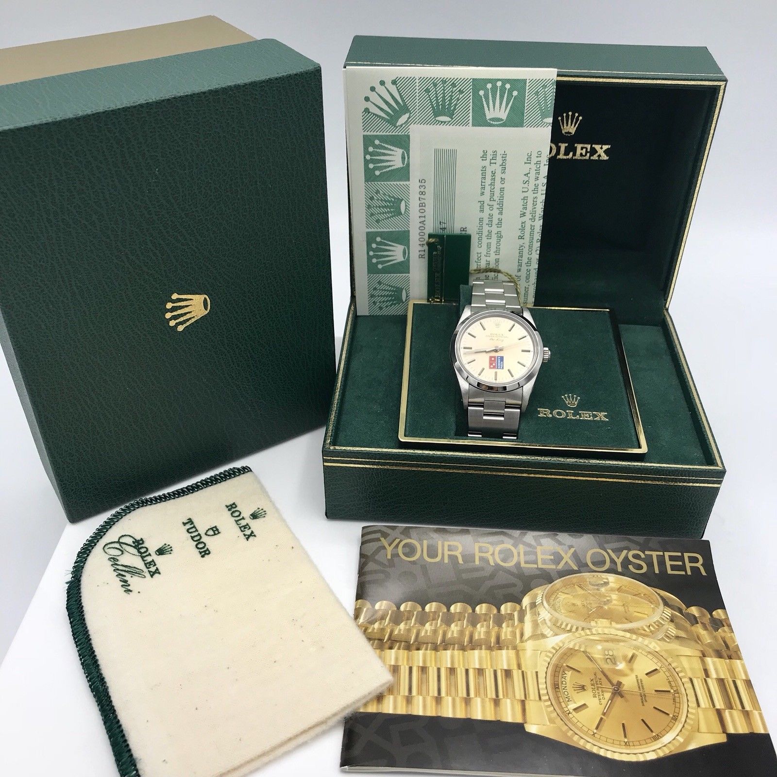 Vintage Rolex 1993 Air-King 14000 Domino’s Pizza Logo Dial with Box and Papers