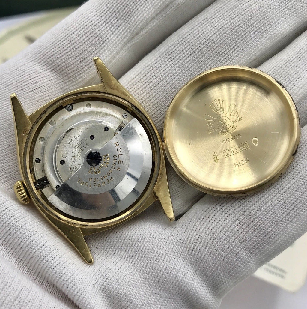 Vintage Rolex 6105 pre Date Just Tropical OVETTONE Box Papers full set 1951 18k