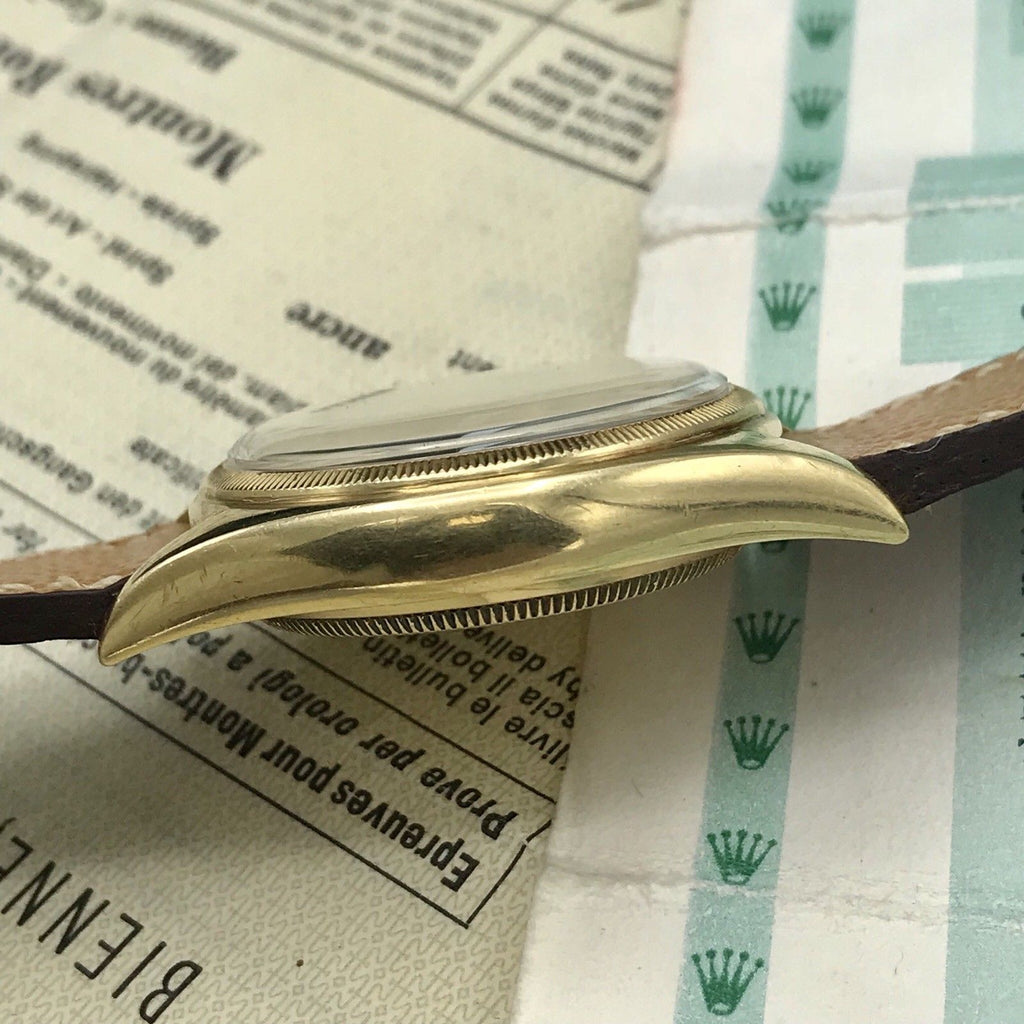 Vintage Rolex 6105 pre Date Just Tropical OVETTONE Box Papers full set 1951 18k