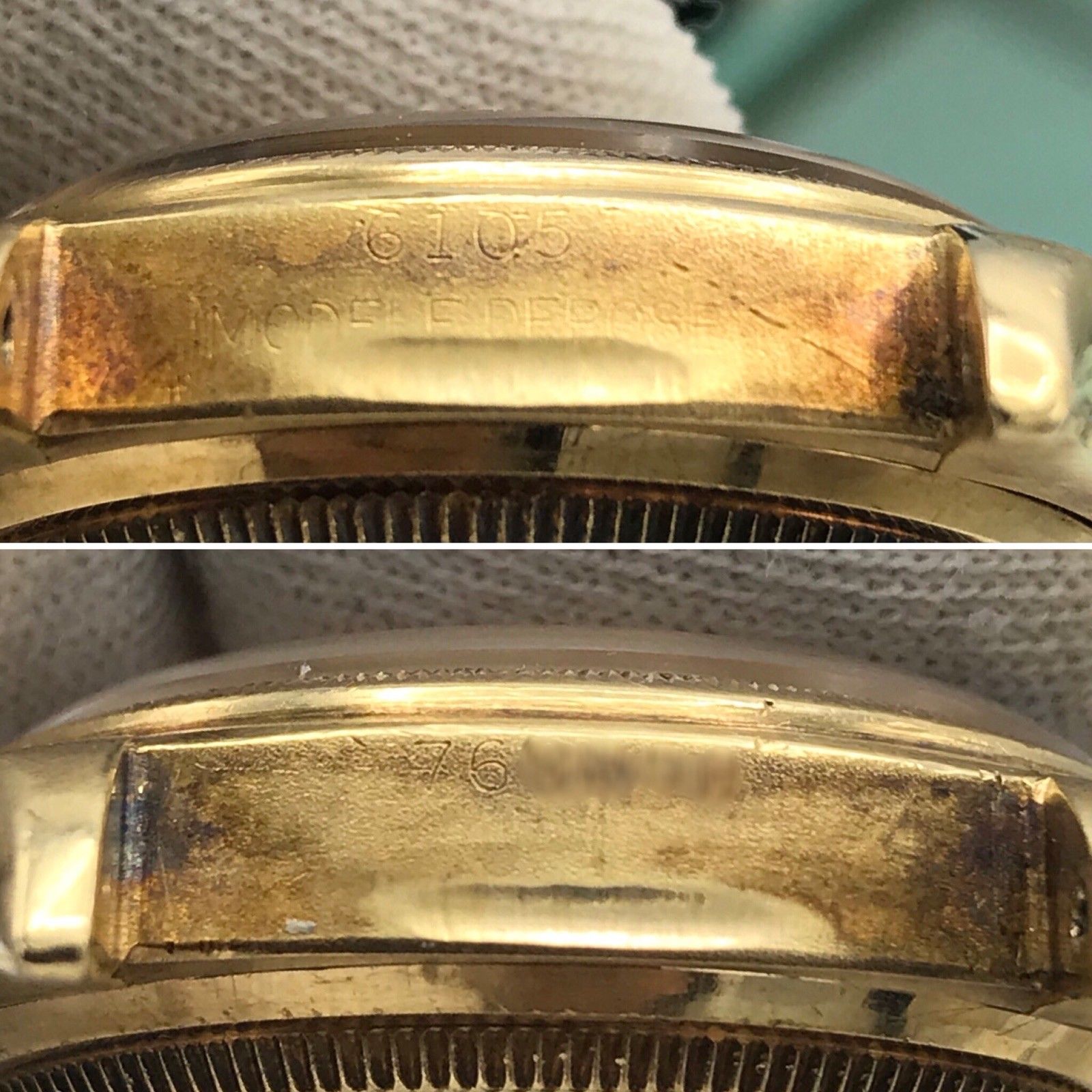 Vintage Rolex 6105 pre Date Just Tropical OVETTONE Box Papers full set 1951 18k