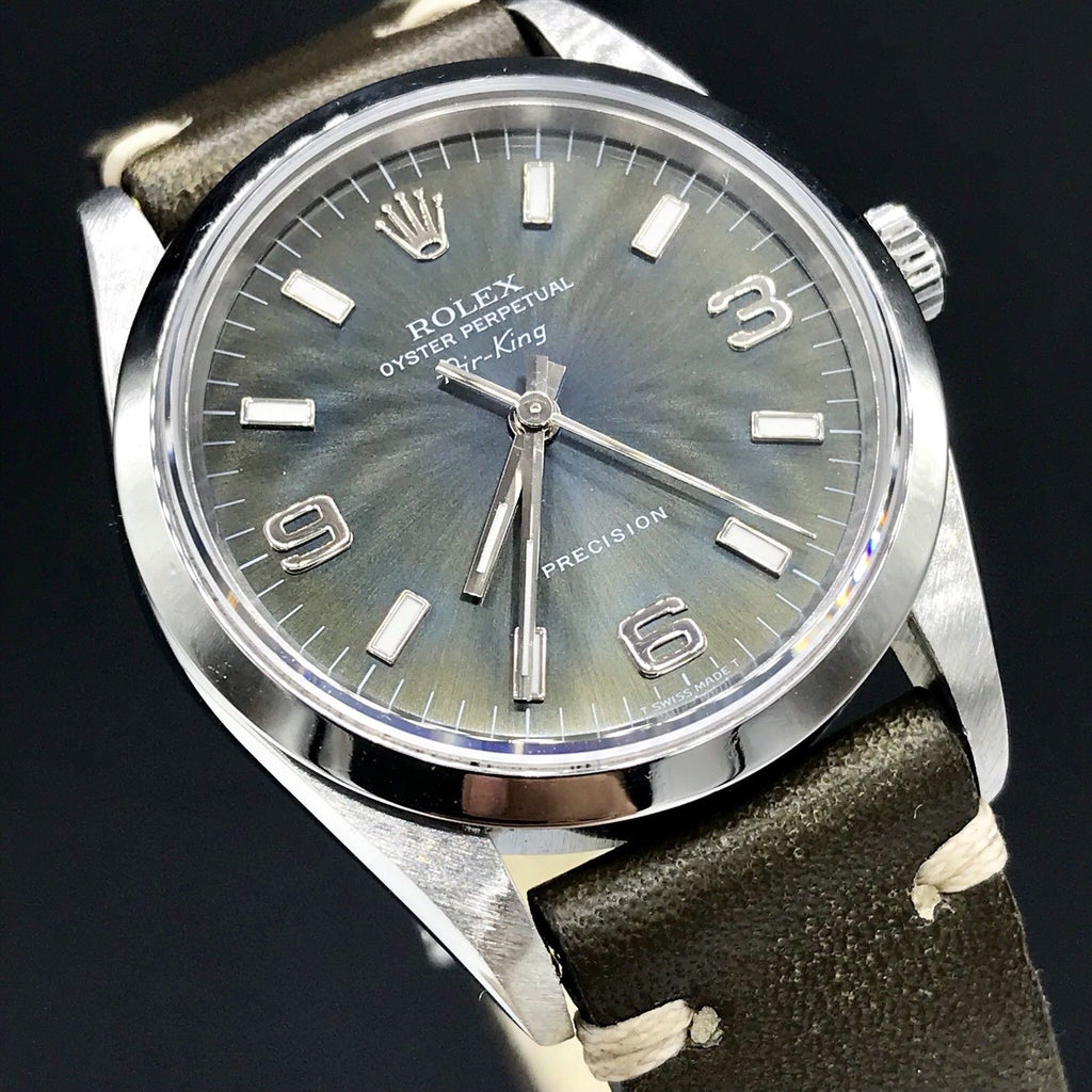 Vintage Rolex Air-King 14000 Real Tropical Blue Dial Stainless Steel 34mm 1997