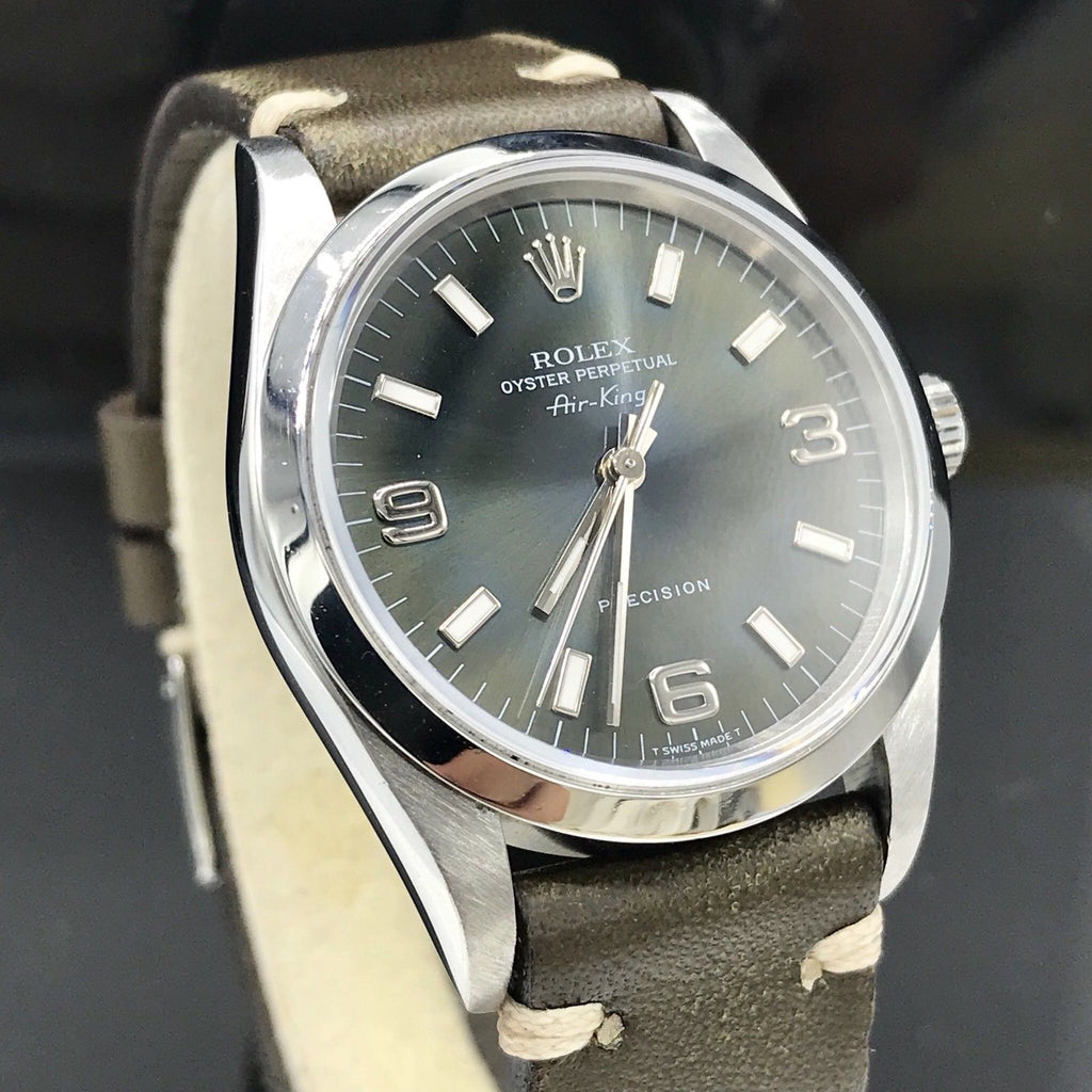 Vintage Rolex Air-King 14000 Real Tropical Blue Dial Stainless Steel 34mm 1997