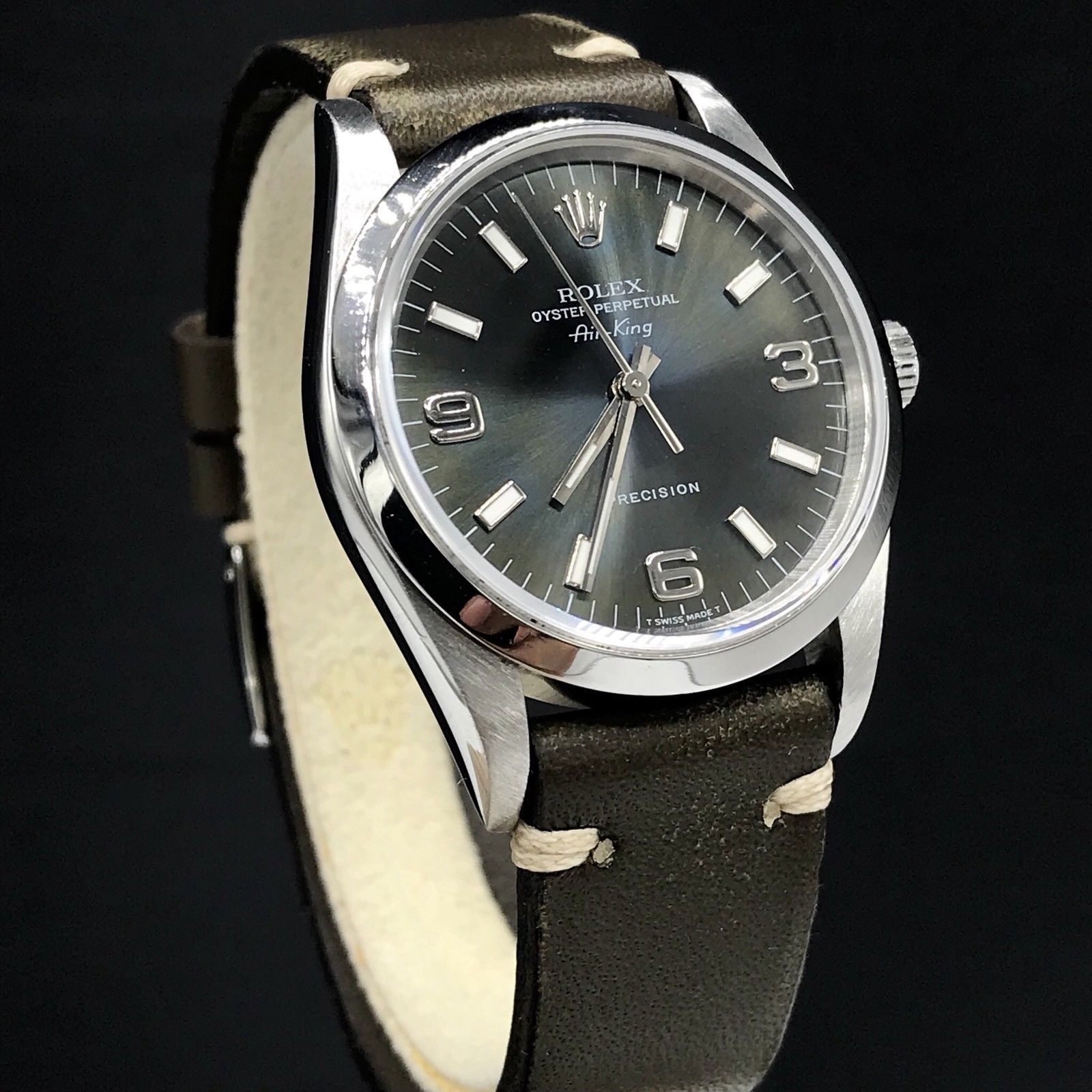 Vintage Rolex Air-King 14000 Real Tropical Blue Dial Stainless Steel 34mm 1997
