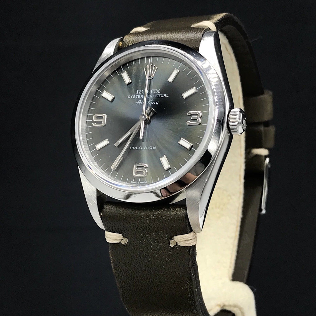 Vintage Rolex Air-King 14000 Real Tropical Blue Dial Stainless Steel 34mm 1997