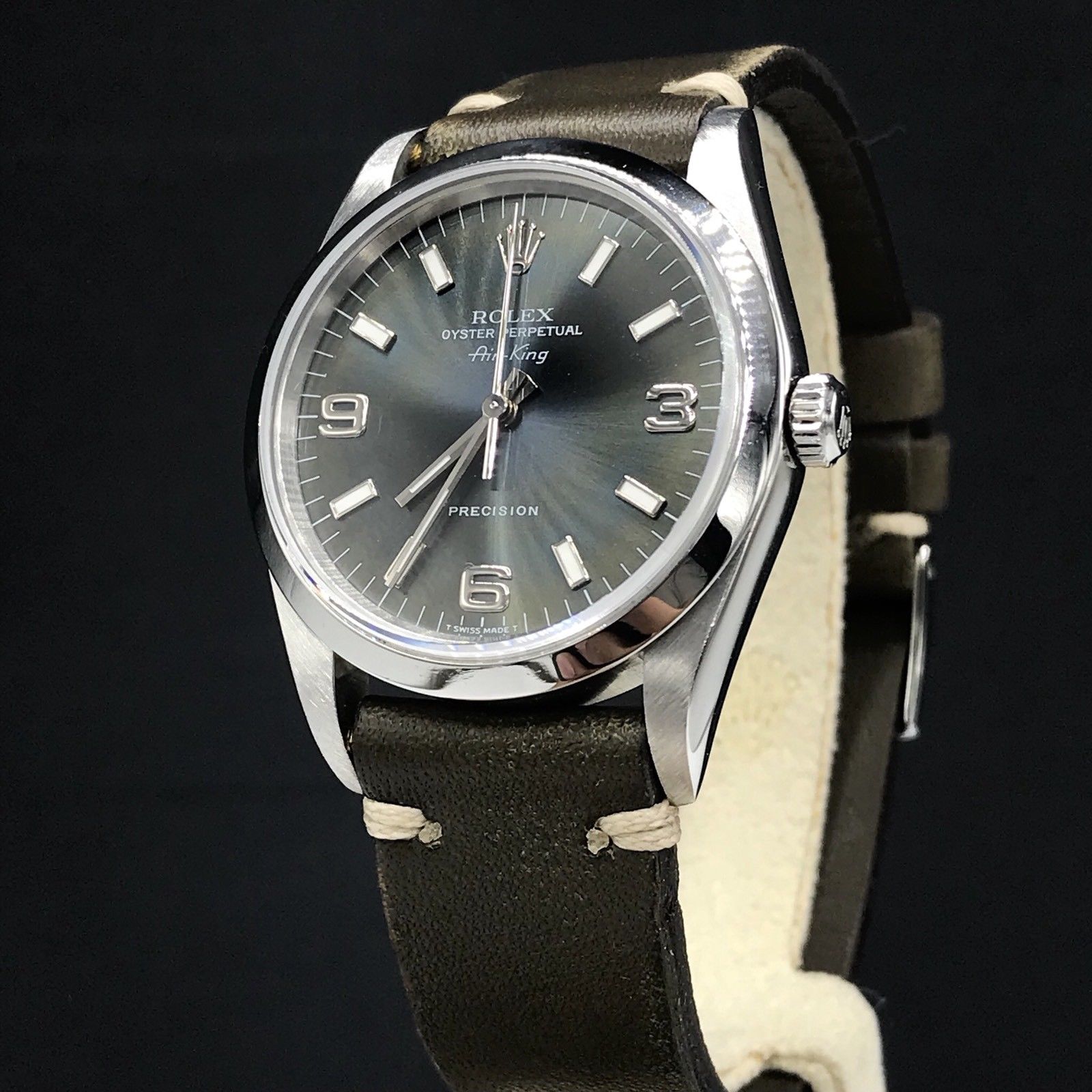 Vintage Rolex Air-King 14000 Real Tropical Blue Dial Stainless Steel 34mm 1997