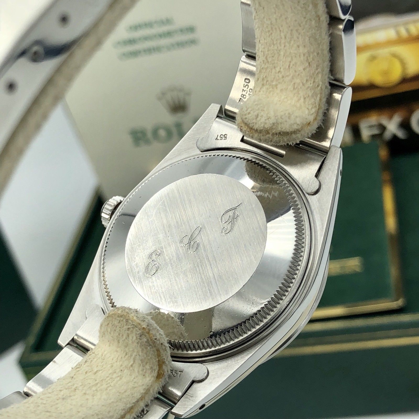 Vintage Rolex Date 15000 Black Dial Box and Papers 1985 Full set NOS
