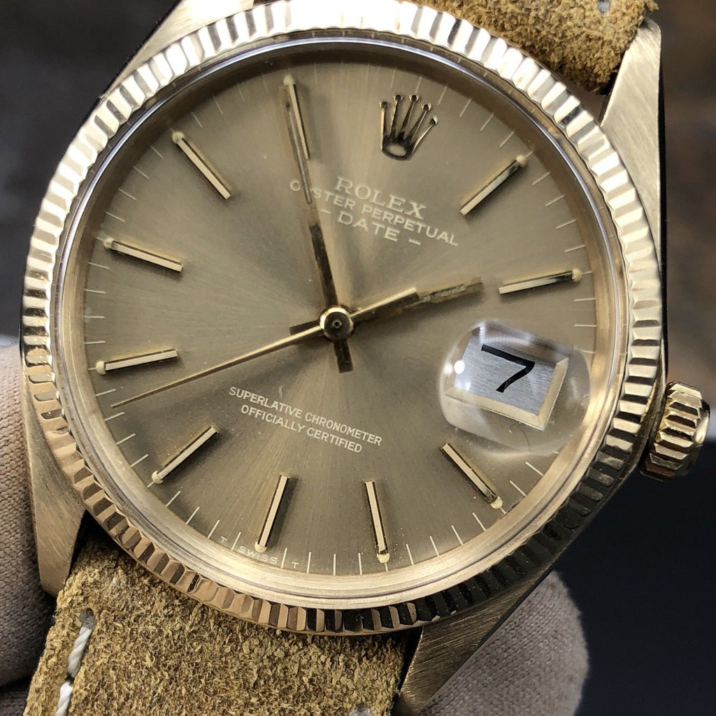 Vintage Rolex Date 1503 14k Chevrolet Engraving Tropical Dial 1970