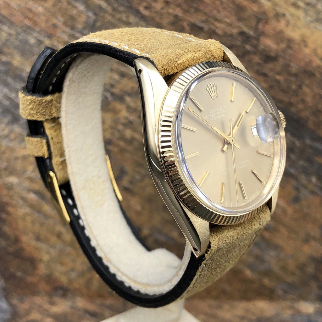 Vintage Rolex Date 1503 14k Chevrolet Engraving Tropical Dial 1970