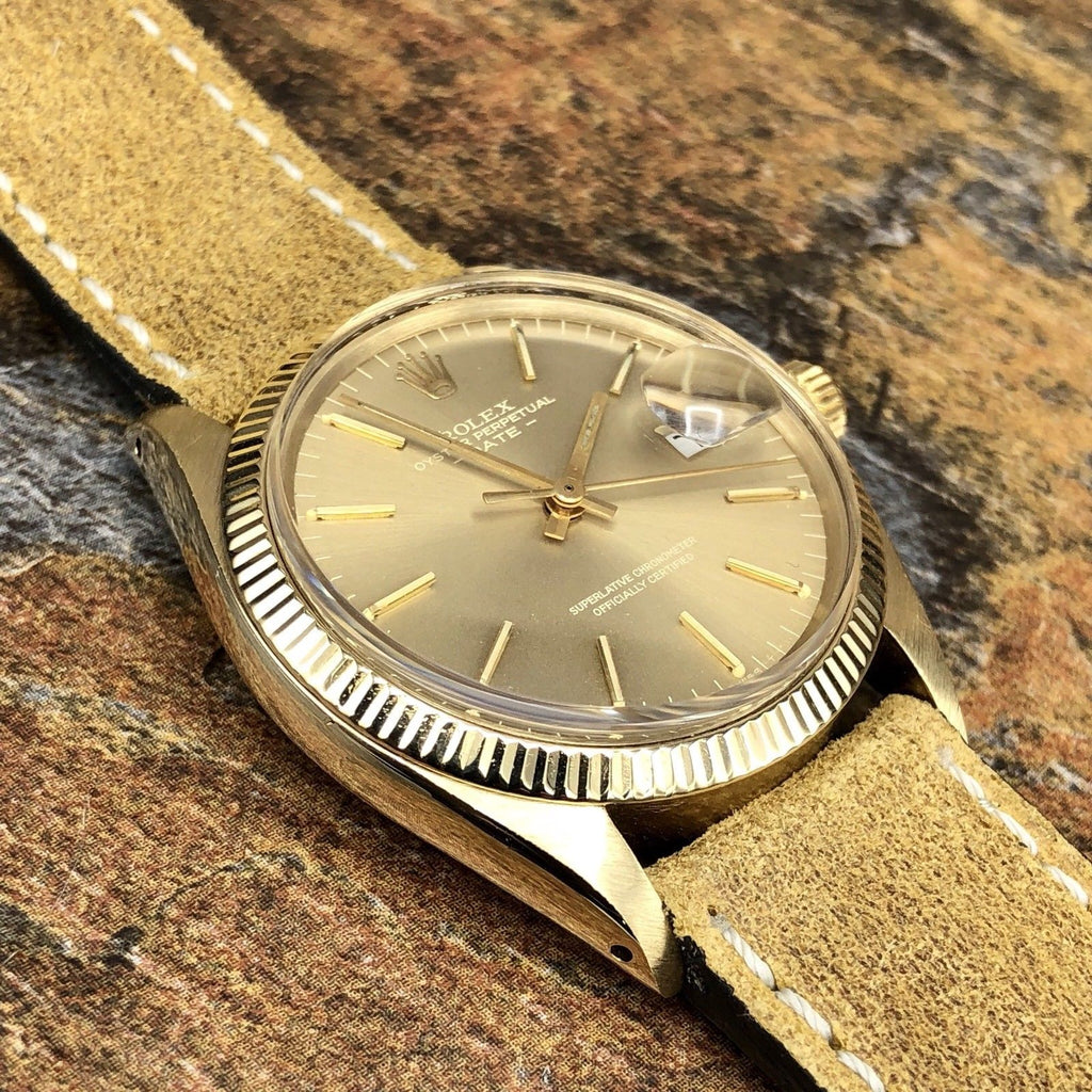Vintage Rolex Date 1503 14k Chevrolet Engraving Tropical Dial 1970