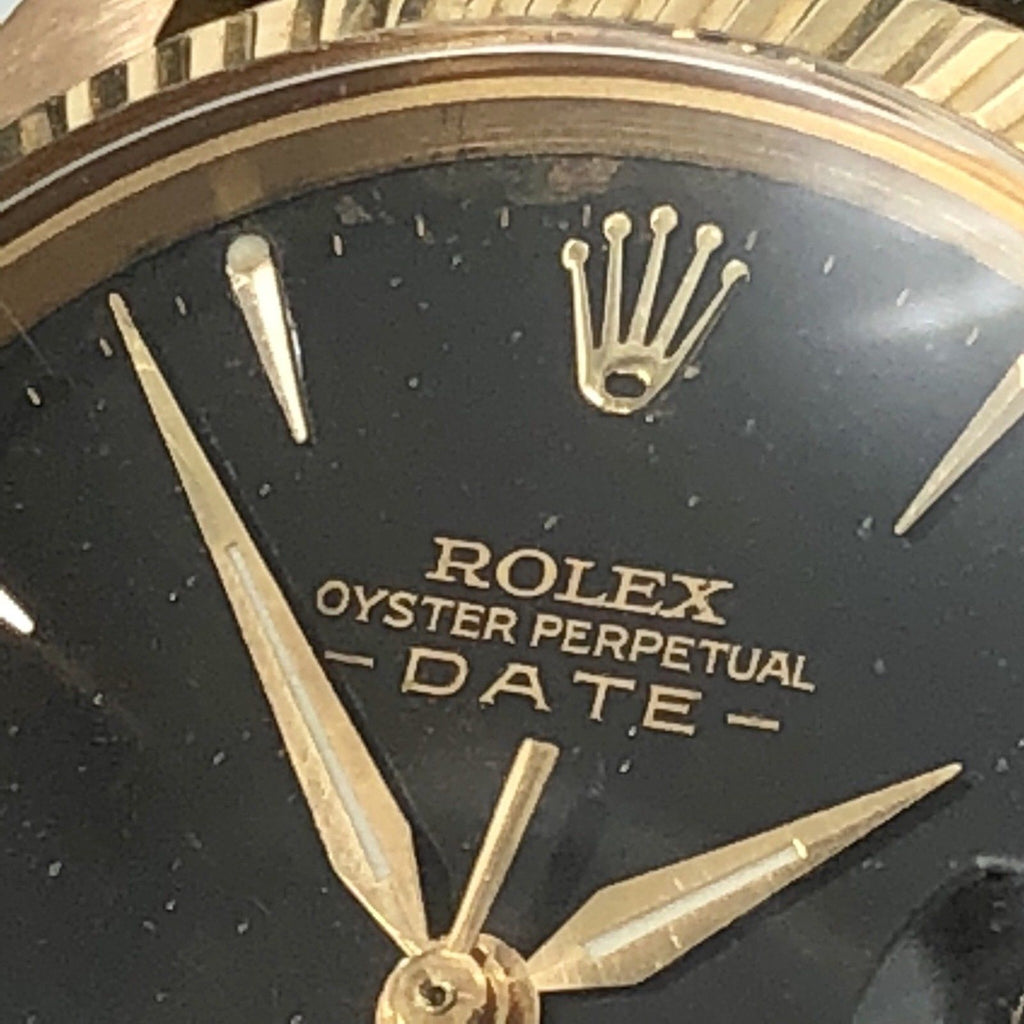 1968 Vintage Rolex Date 6627 Solid 18k Pink Rose Gold Gilt Black Dial 31mm