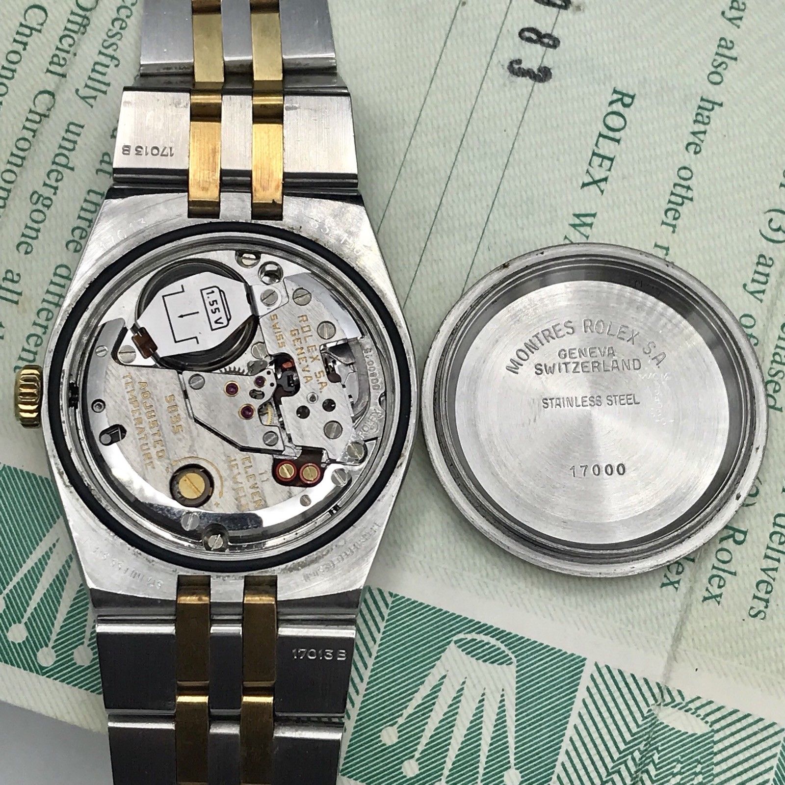 Vintage Rolex DateJust 17013 Oyster quartz Unpolished With box & Papers