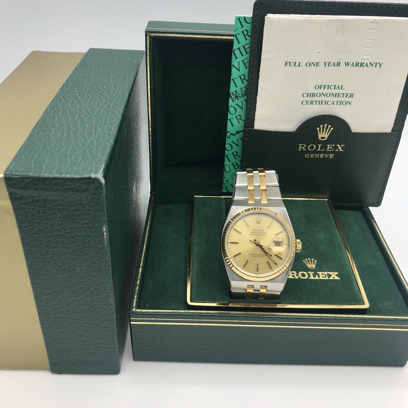 Vintage Rolex DateJust 17013 Oyster quartz Unpolished With box & Papers