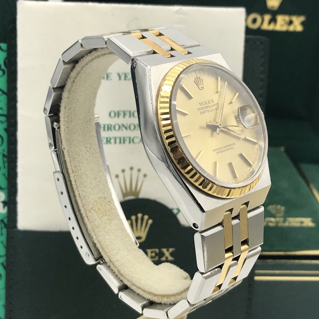 Vintage Rolex DateJust 17013 Oyster quartz Unpolished With box & Papers