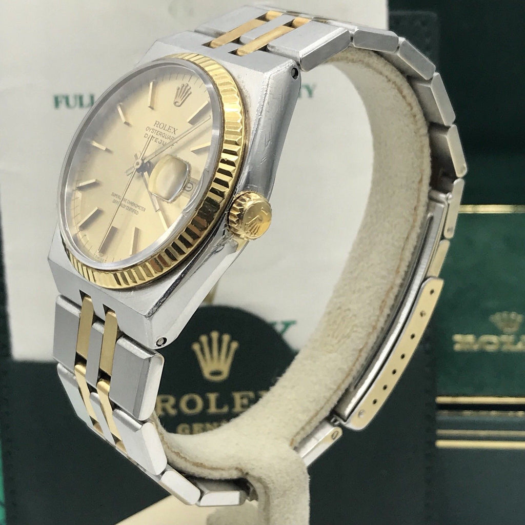 Vintage Rolex DateJust 17013 Oyster quartz Unpolished With box & Papers