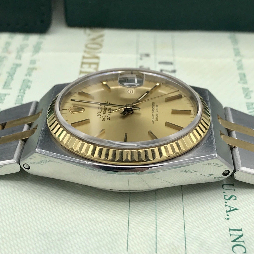 Vintage Rolex DateJust 17013 Oyster quartz Unpolished With box & Papers