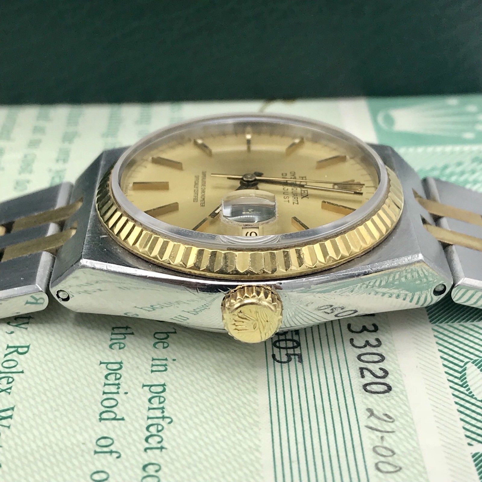 Vintage Rolex DateJust 17013 Oyster quartz Unpolished With box & Papers