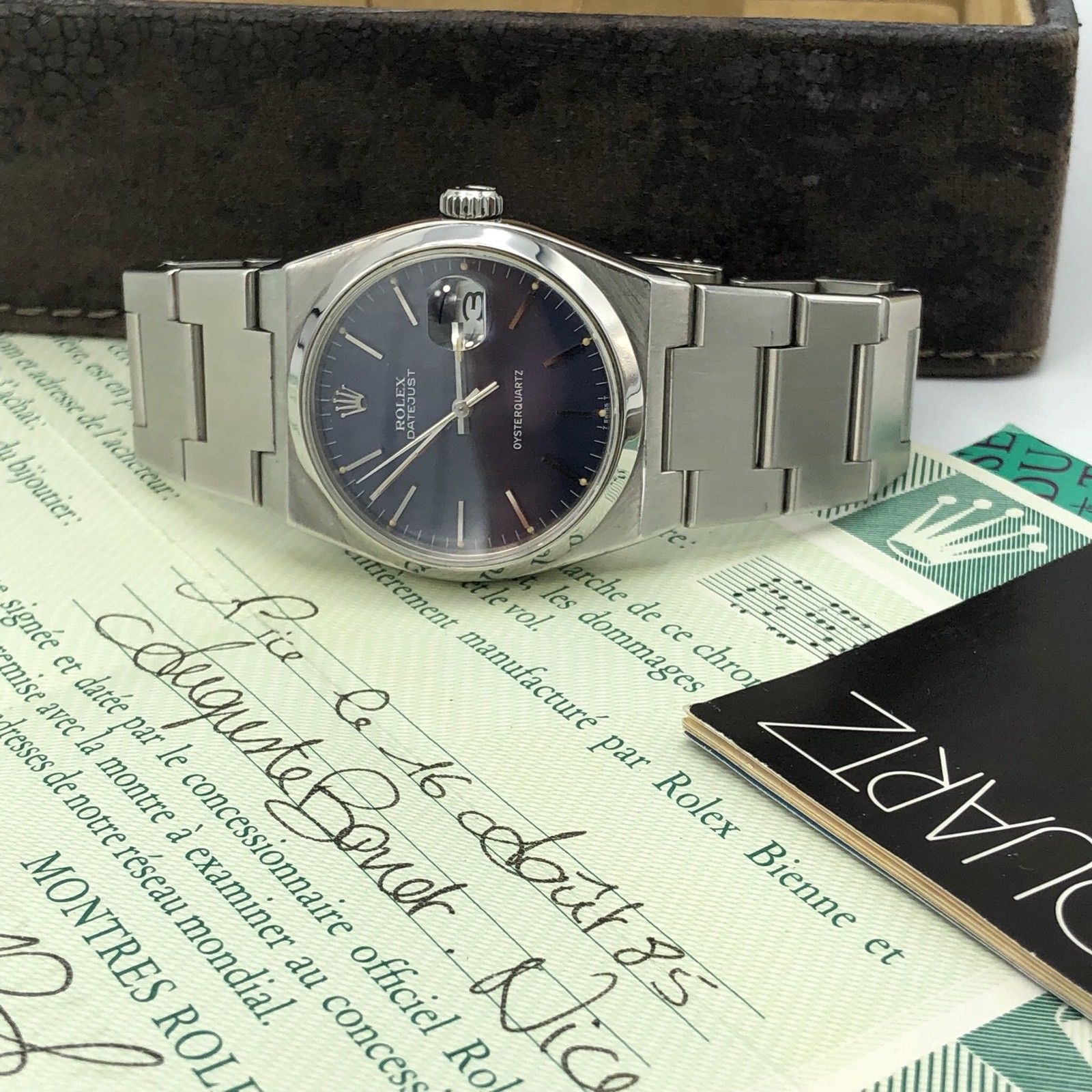 1980 Vintage Rolex DateJust Oyster quartz 17000 Blue Mk 1 Dial With box & Papers