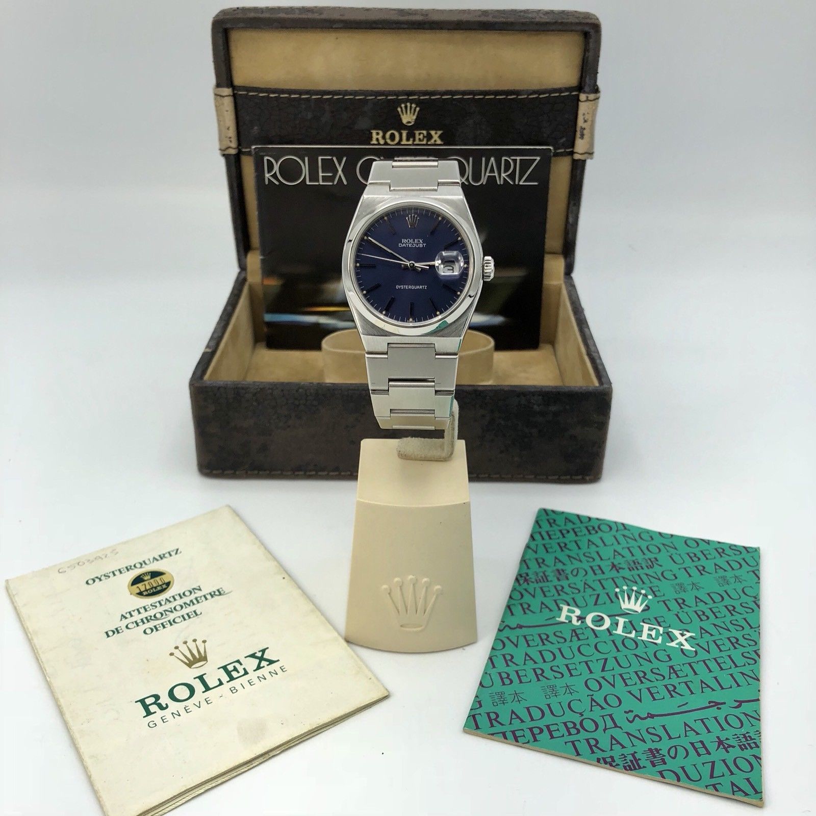 1980 Vintage Rolex DateJust Oyster quartz 17000 Blue Mk 1 Dial With box & Papers