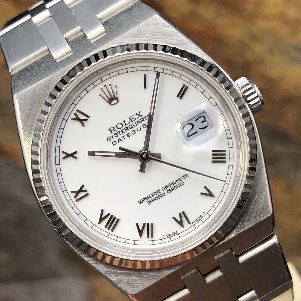 Vintage Rolex DateJust Oyster quartz 17014 Gold 18k Bezel Mint Condition