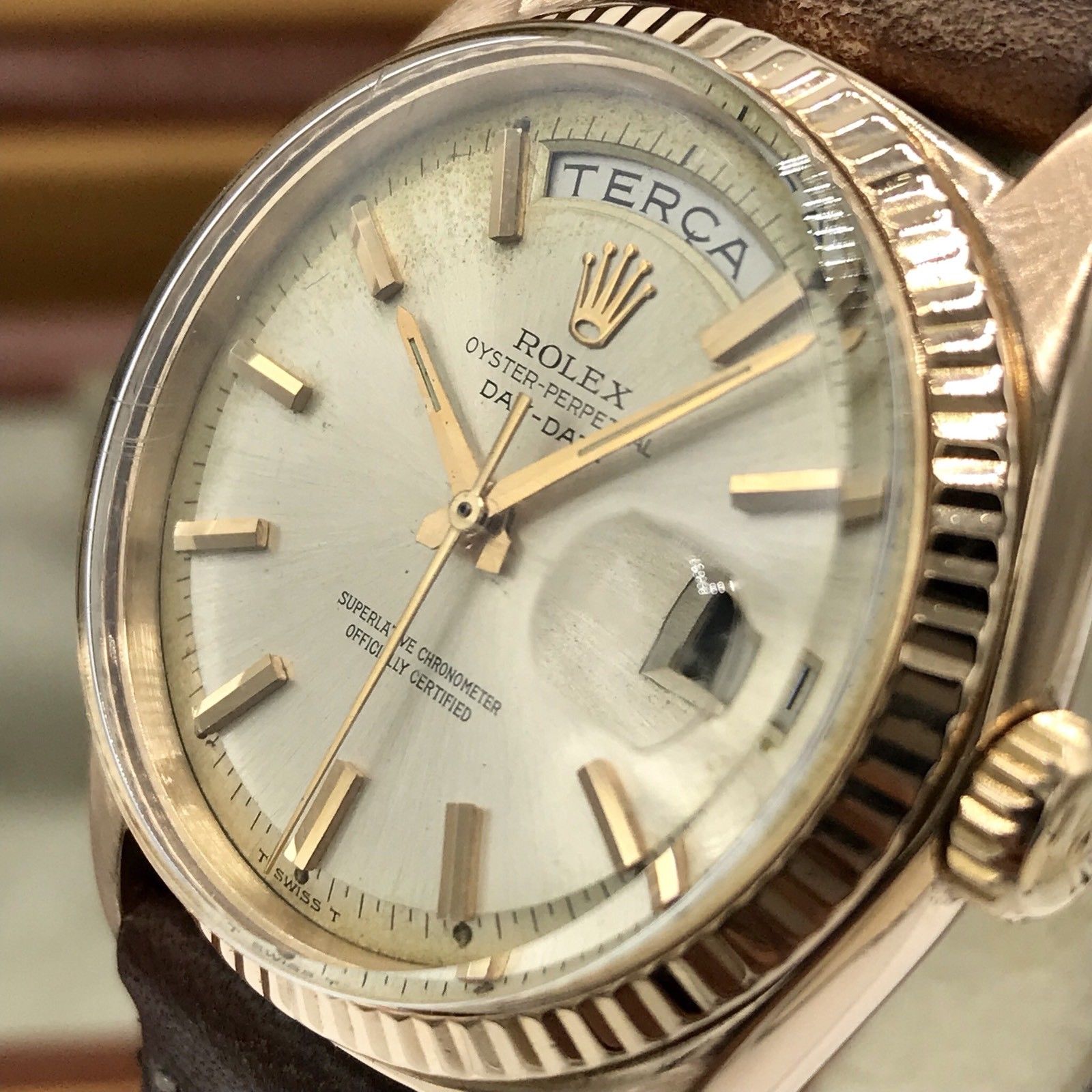1964 Vintage Rolex Day Date 1803 Solid 18k Rose Pink Gold With Box