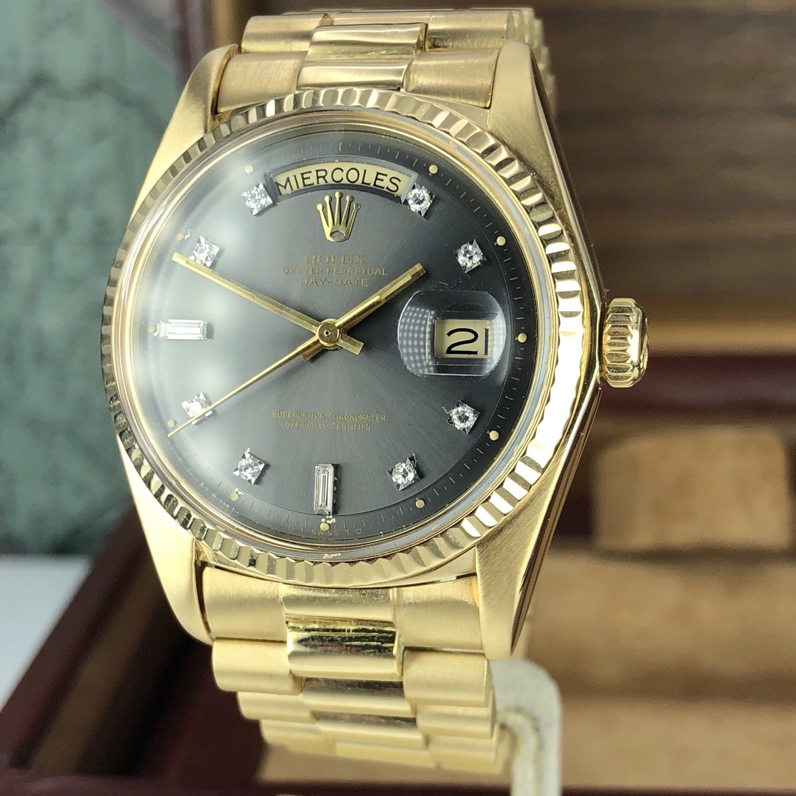 1976 Vintage Rolex Day Date 1803 Solid 18k Yellow Gold Rare Gray Diamond Dial