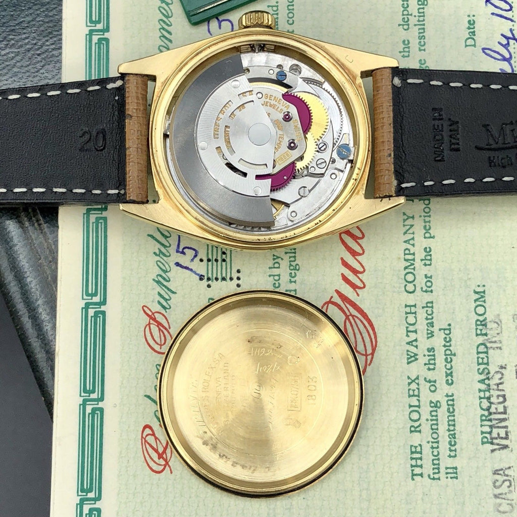 1967 Vintage Rolex Day Date 1807 Solid 18k Gold Linen Dial Papers Full Set