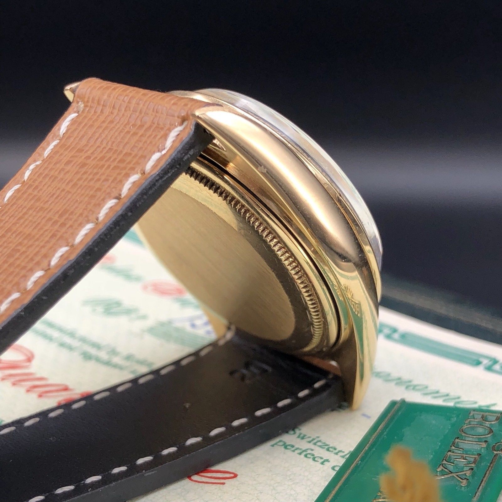 1967 Vintage Rolex Day Date 1807 Solid 18k Gold Linen Dial Papers Full Set