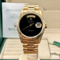 Vintage Rolex Day Date 18238 Solid 18k Gold Onyx Dial Unpolished Papers Full Set