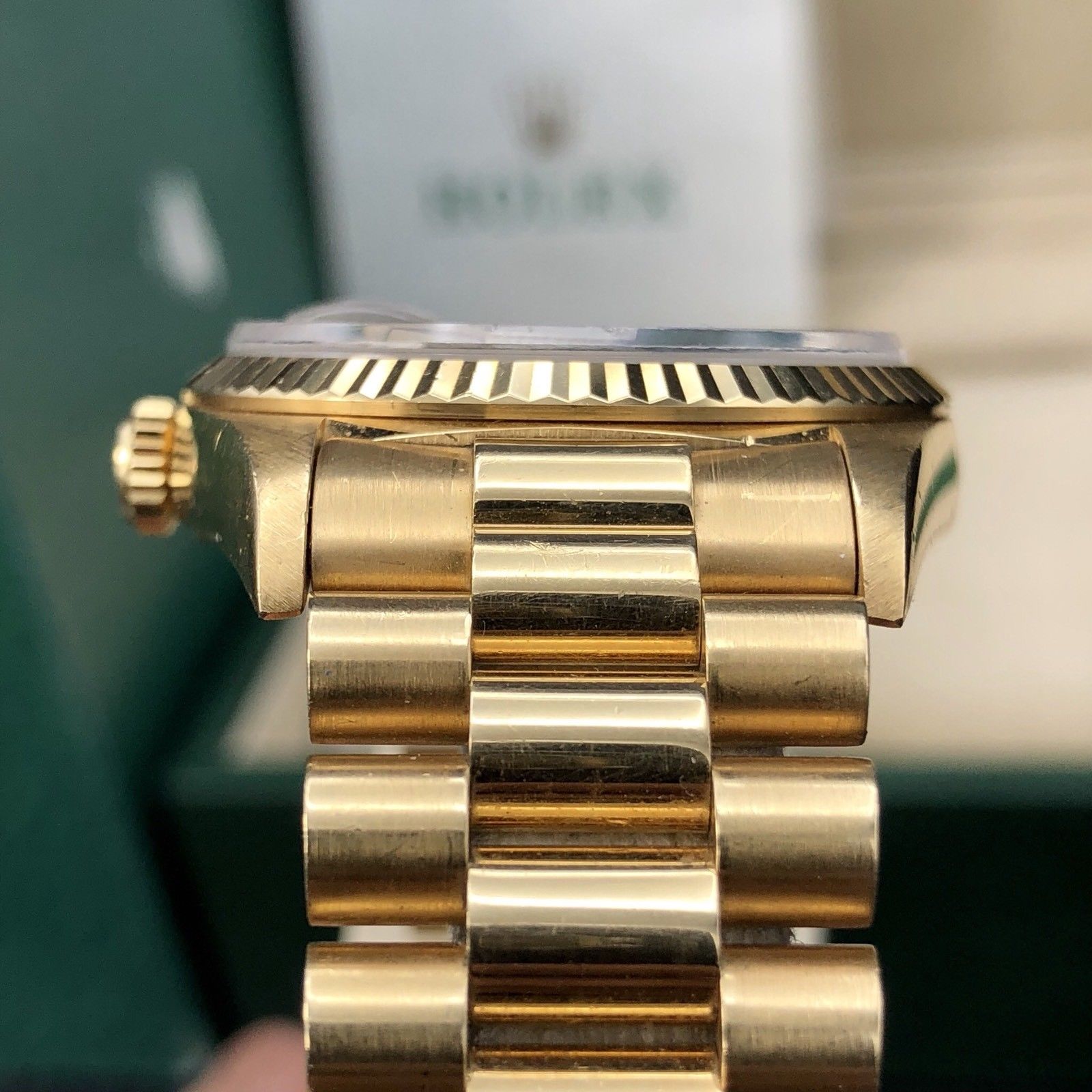 Vintage Rolex Day Date 18238 Solid 18k Gold Onyx Dial Unpolished Papers Full Set