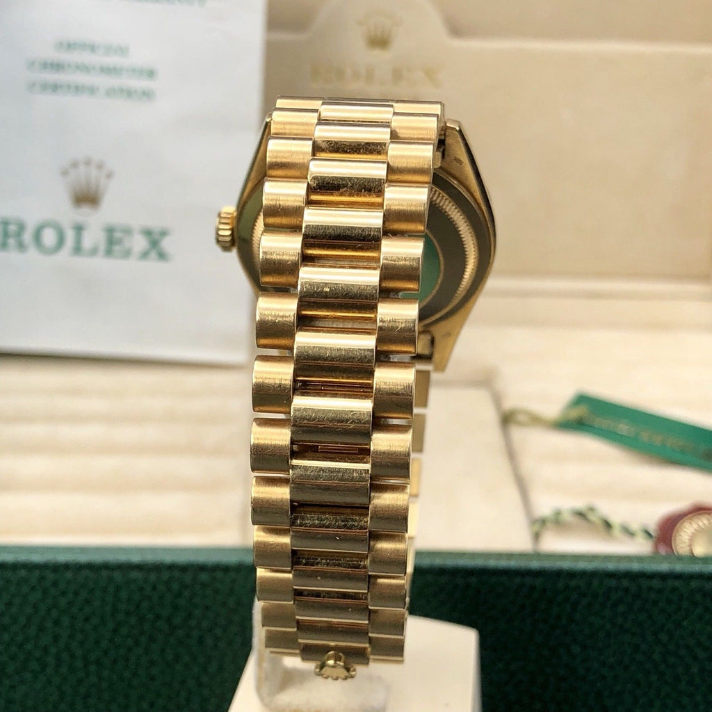 Vintage Rolex Day Date 18238 Solid 18k Gold Onyx Dial Unpolished Papers Full Set