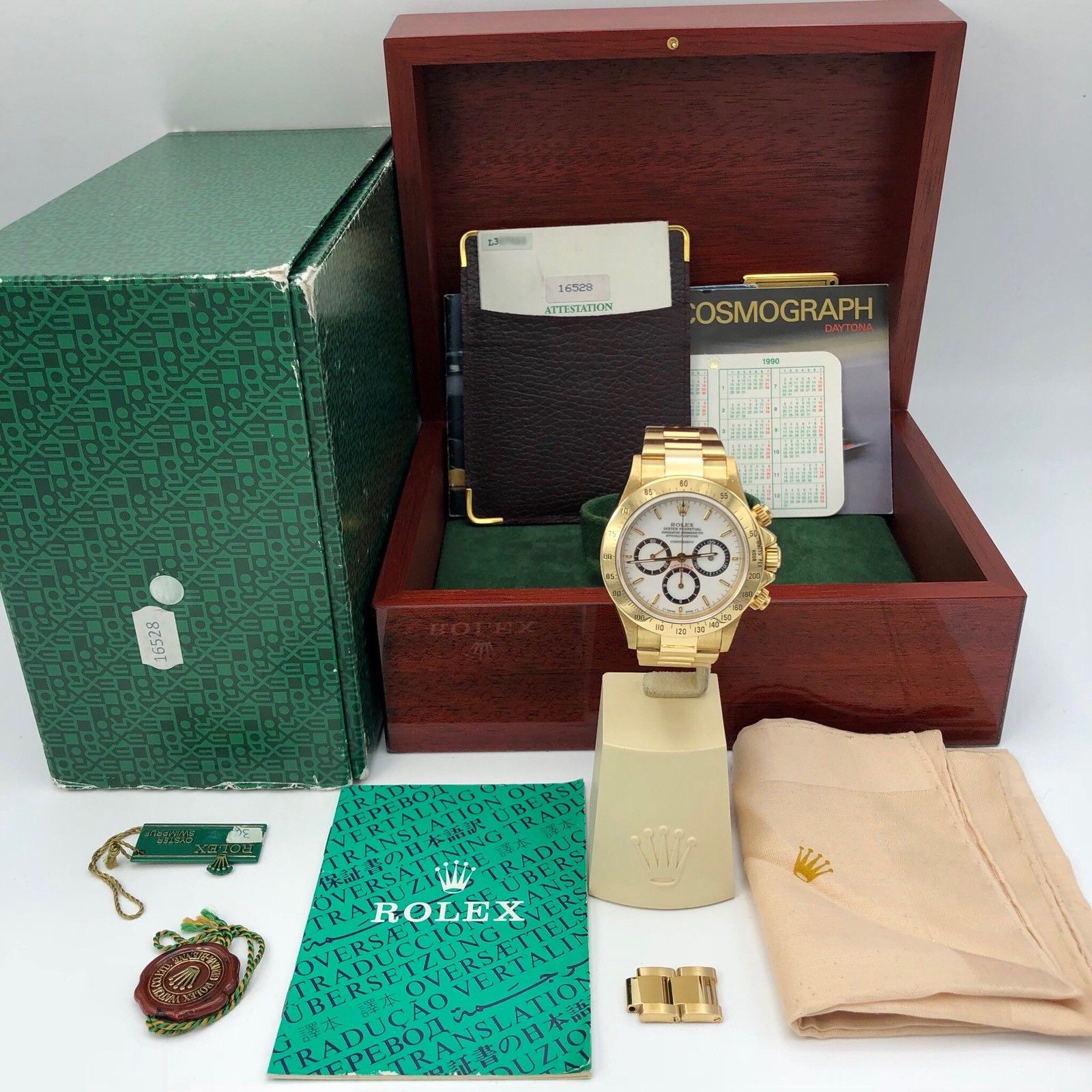 Vintage Rolex Daytona 16528 Porcelain Dial zenith 1989 L Serial Full Set Papers