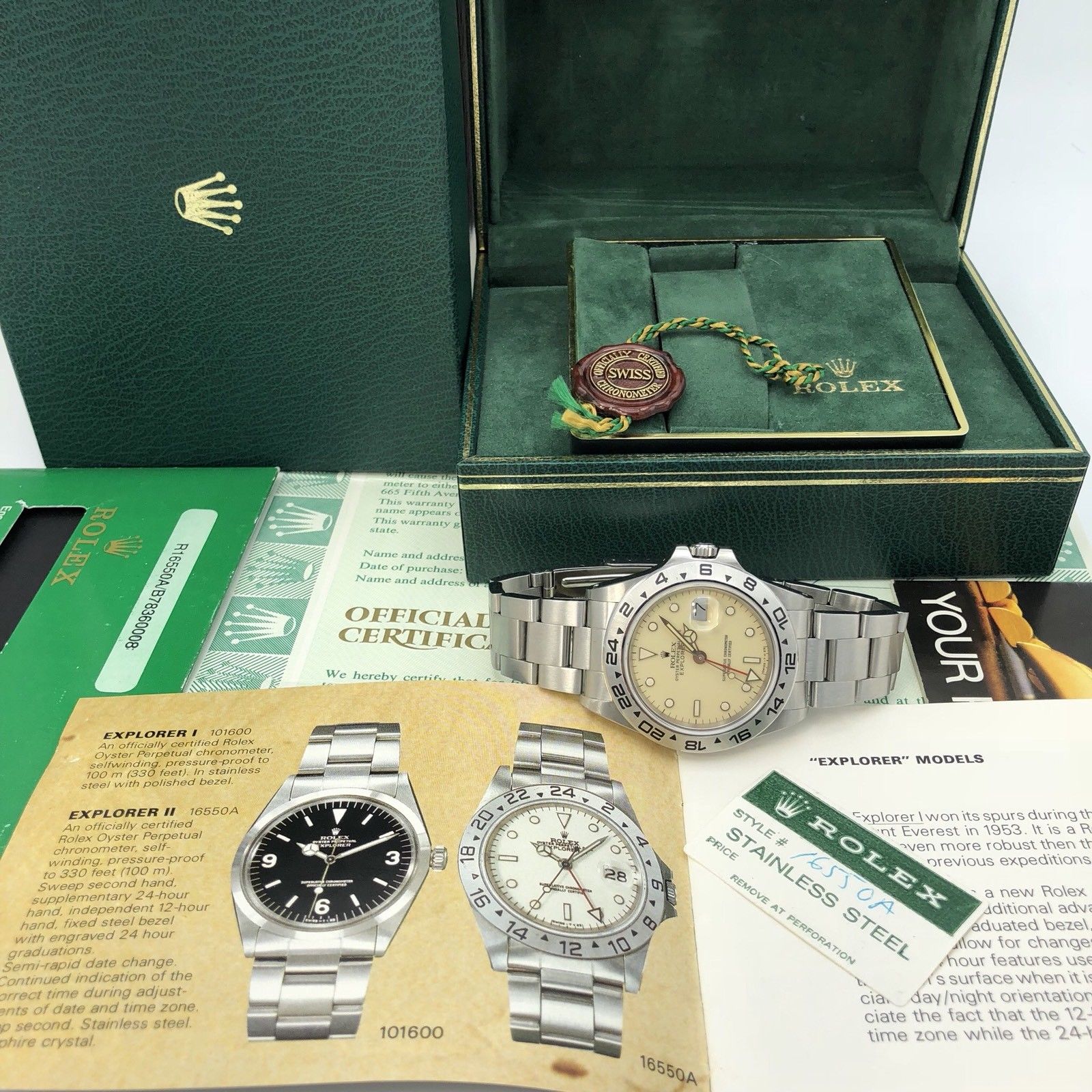 Vintage Rolex Explorer II 16550 Rail Extra Cream dial mint Full