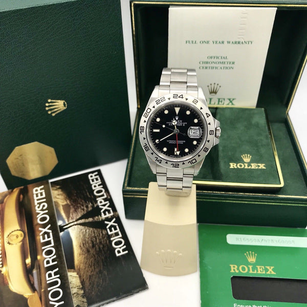 Vintage Rolex Explorer II 16550 Unpolished mint condition Full Set Box & Papers