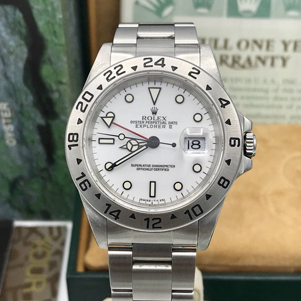 Vintage Rolex Explorer II 16570 mint Full Set Box & Papers U serial mint