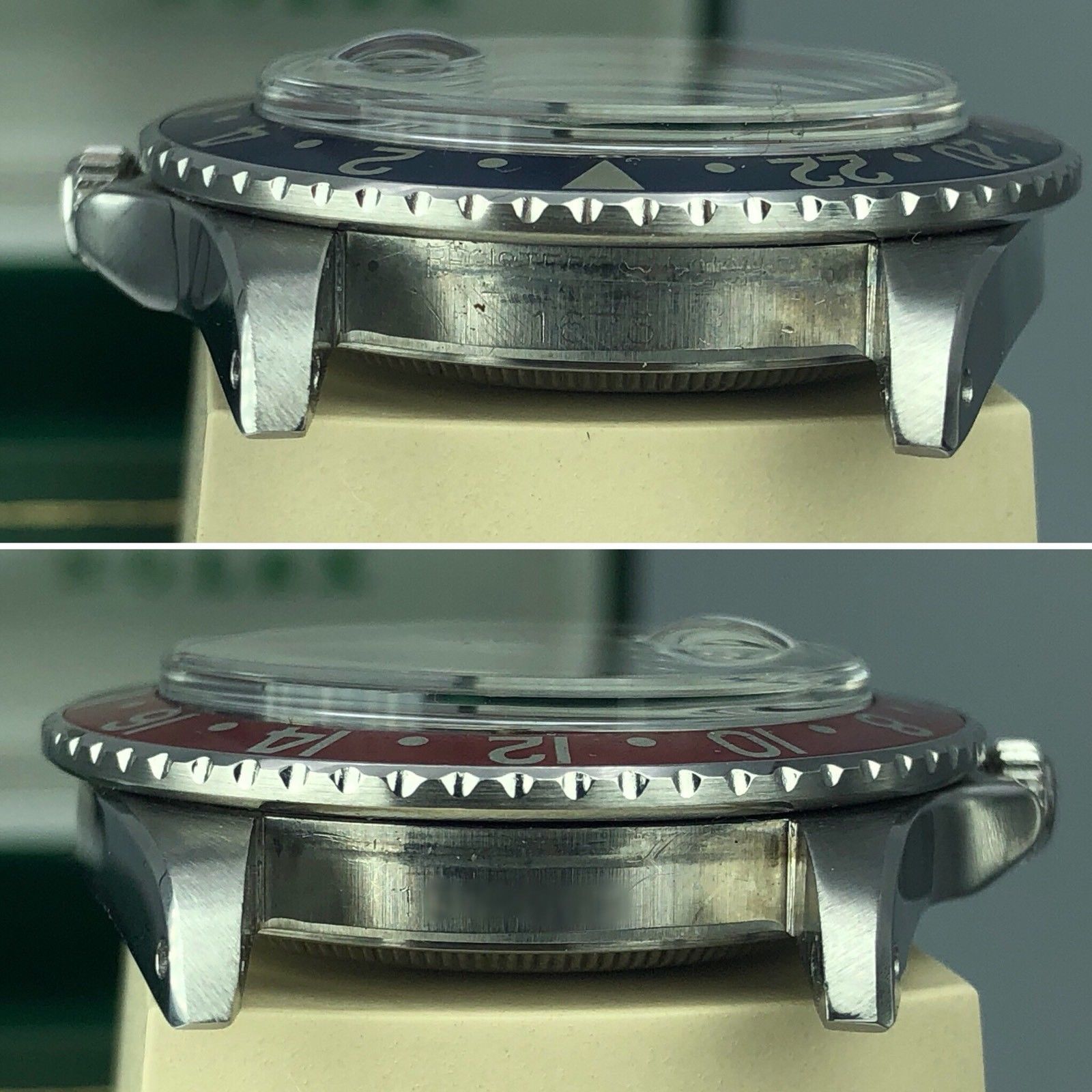 Vintage Rolex GMT Master 1675 Gilt Glossy Dial Fat Pepsi Font With Box 1965