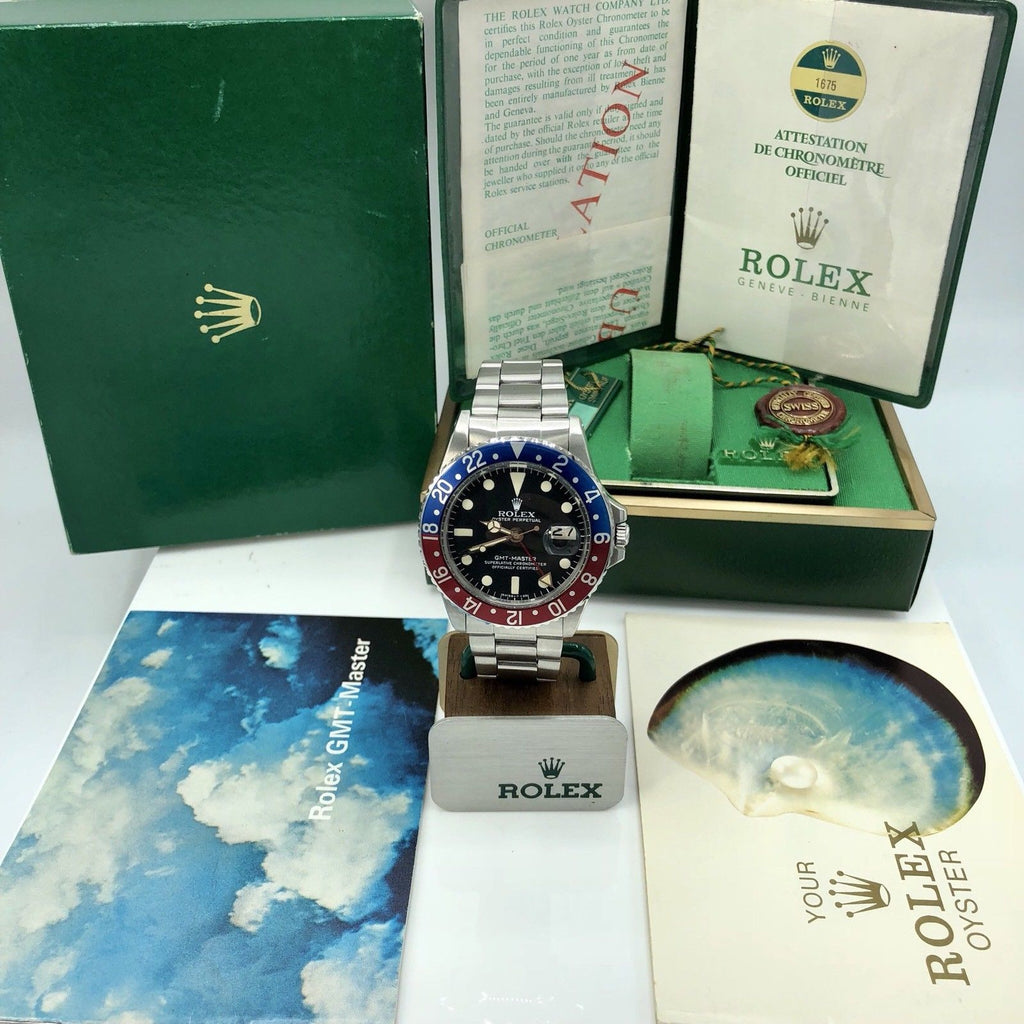 Vintage Rolex GMT Master 1675 Last Generation Full Set Punch Papers Box 1979