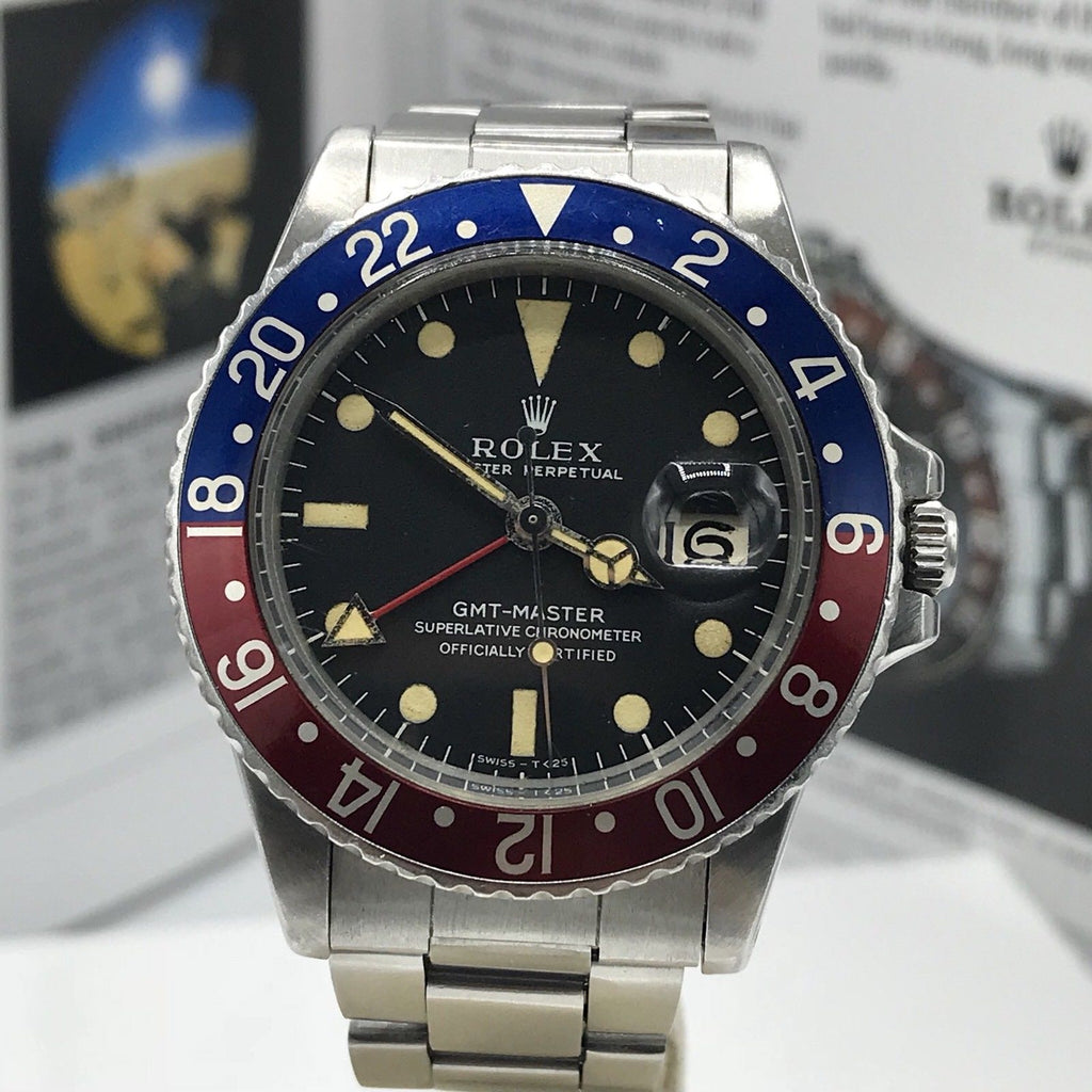 Vintage Rolex GMT Master 1675 Mk1 Long E 1972 Best Example pepsi