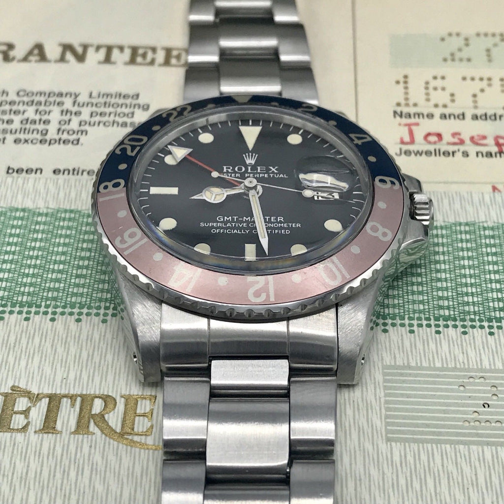 Vintage Rolex GMT Master 1675 Mk1 Long E & Full Set Double Punch Papers 1972