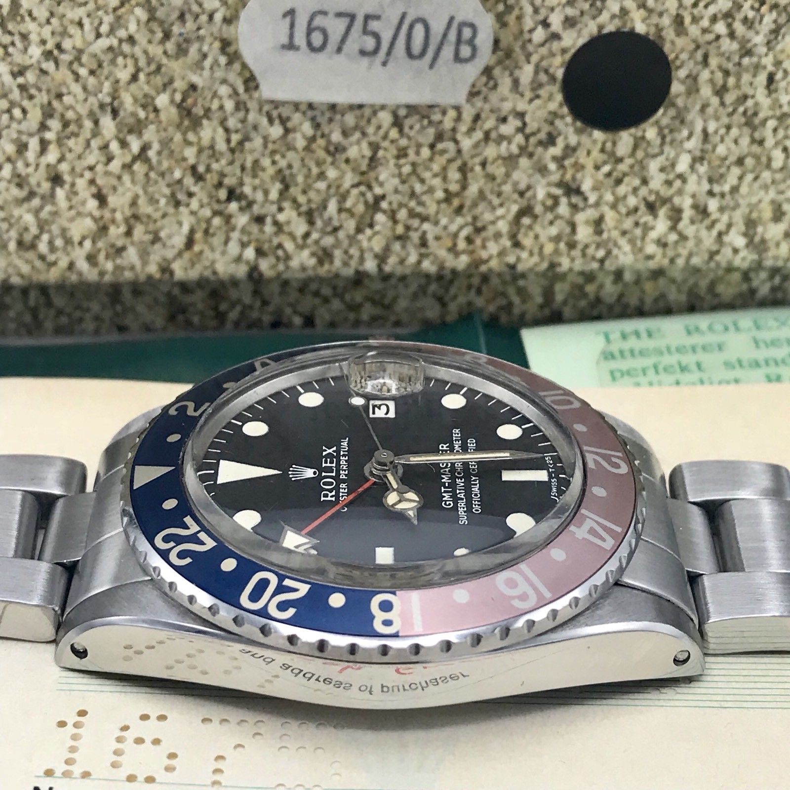 Vintage Rolex GMT Master 1675 Mk1 Long E & Full Set Double Punch Papers 1972