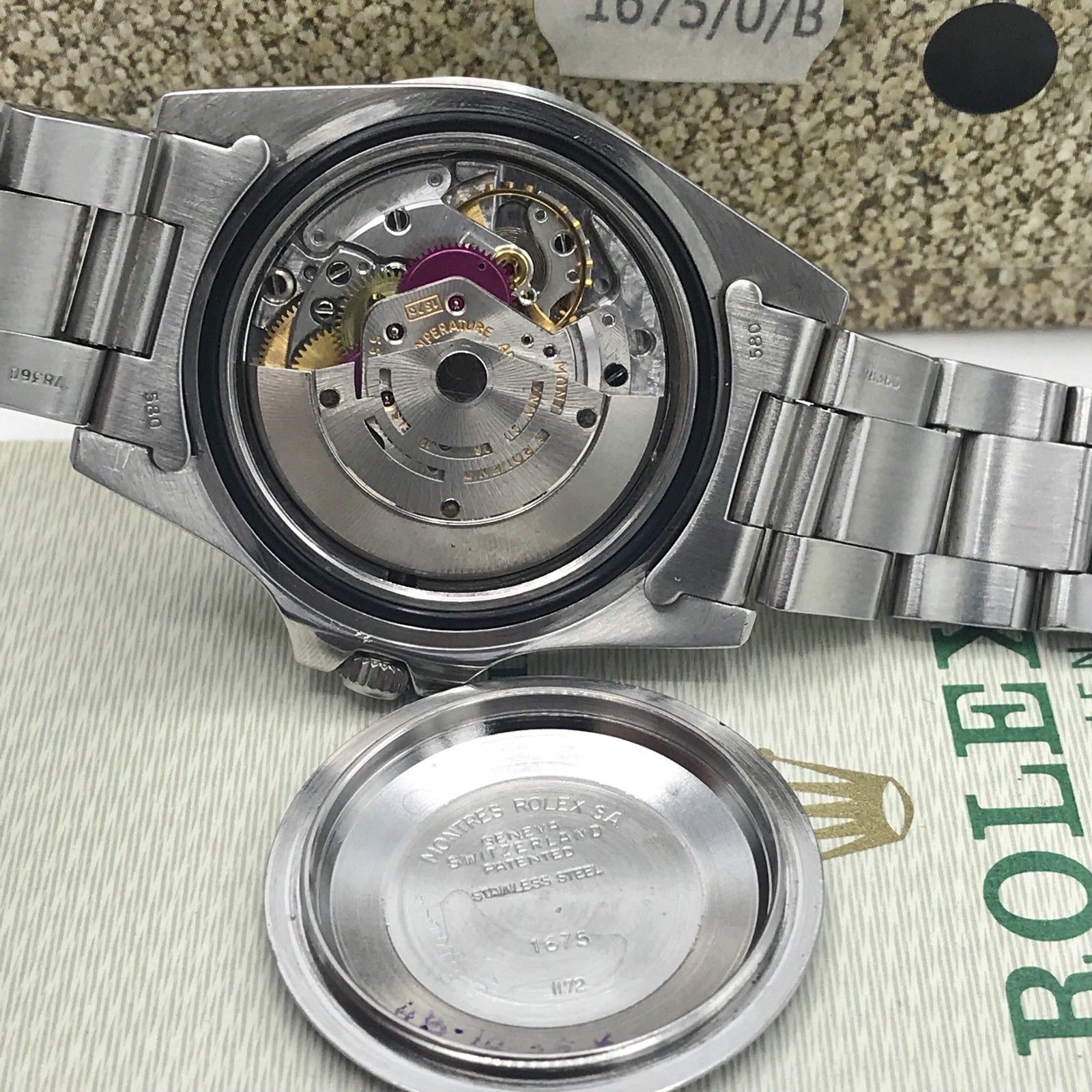 Vintage Rolex GMT Master 1675 Mk1 Long E & Full Set Double Punch Papers 1972