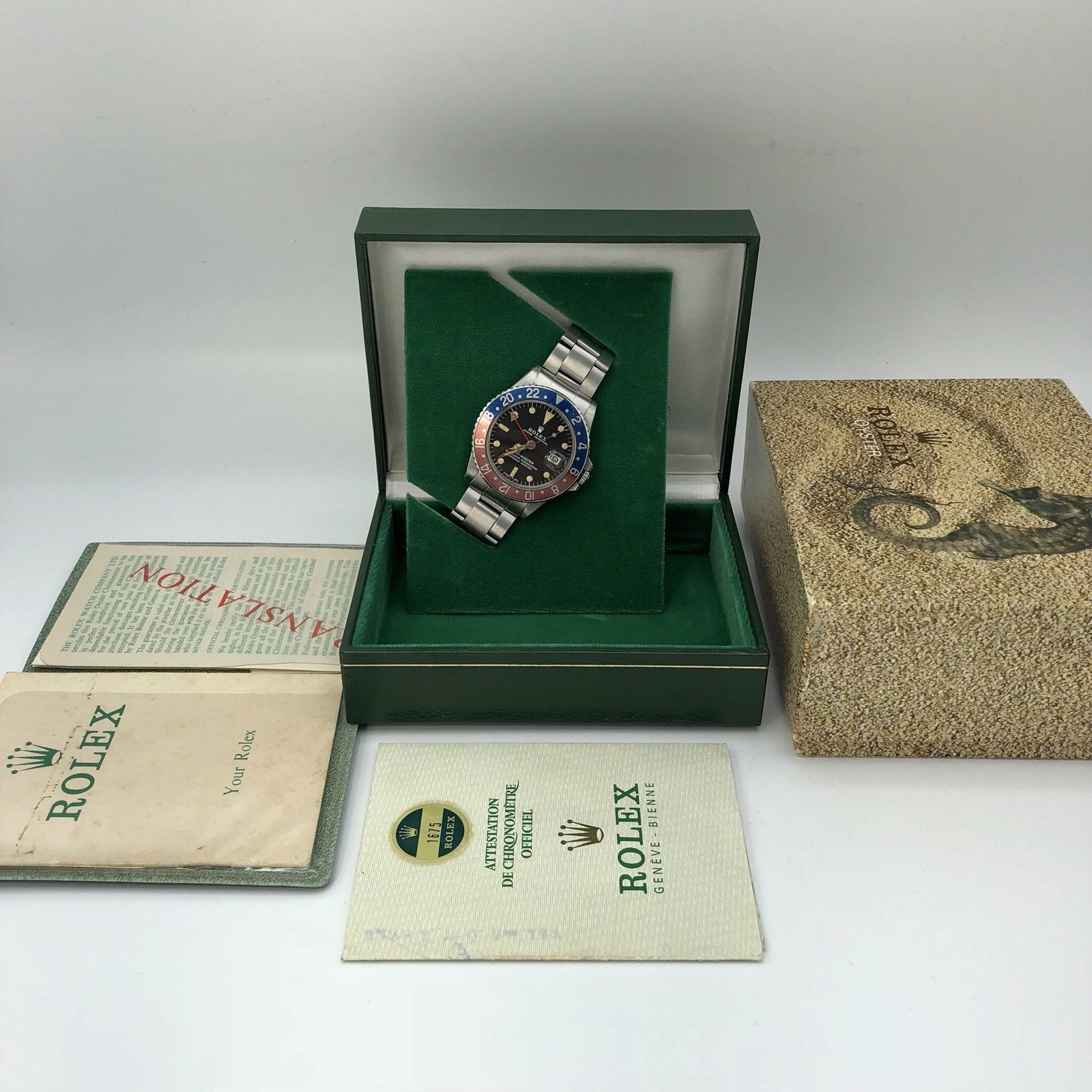 1973 Vintage Rolex GMT Master 1675 Mk2 Dial Full Set Punch Papers Box