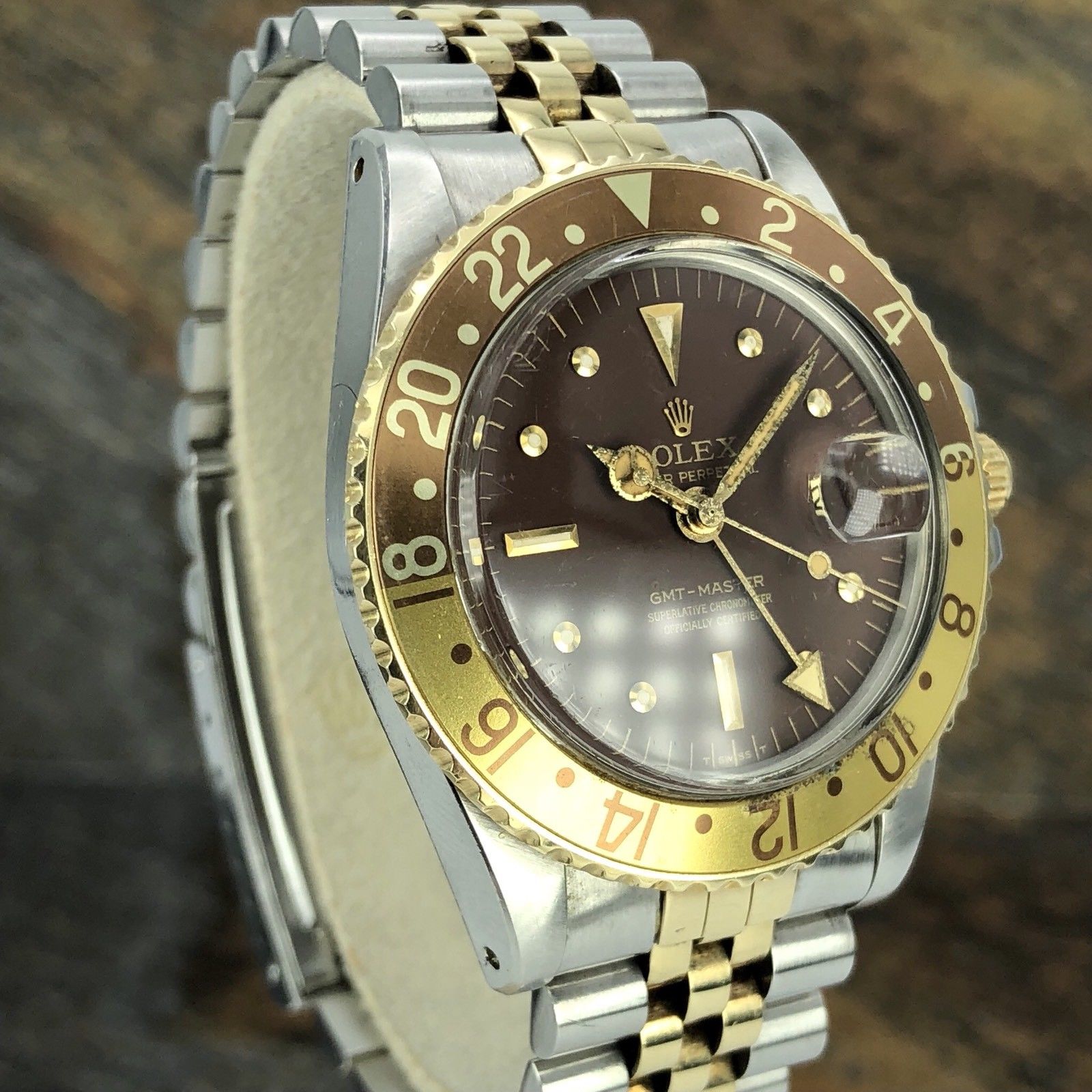 Vintage Rolex GMT Master 1675 Steel & Gold Nipple Dial Root Beer Unpolished 1979