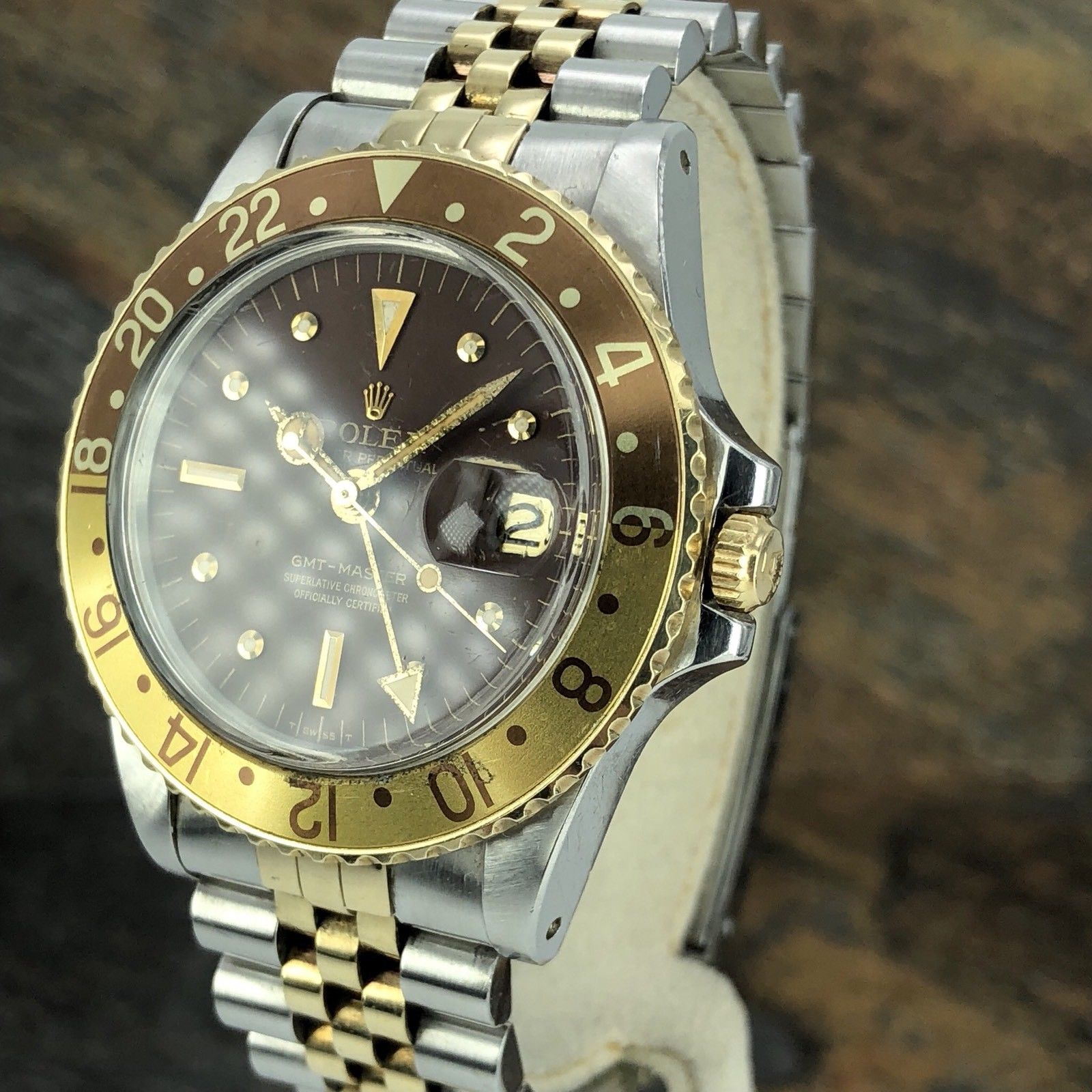 Vintage Rolex GMT Master 1675 Steel & Gold Nipple Dial Root Beer Unpolished 1979