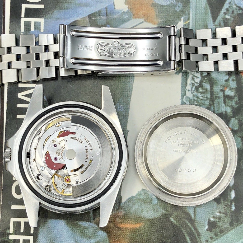 Vintage Rolex GMT Master 16750 Glossy Patina Dial Full Set Punch Papers Box 1984
